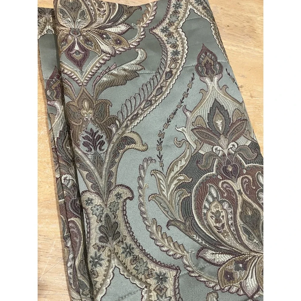 American‎ Century Home Valance Green Gold Damask Jacquard 86x18